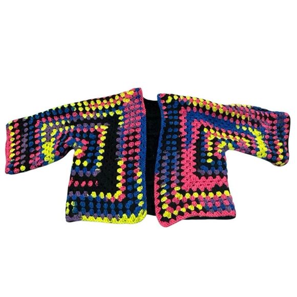 PLUS SIZE Handmade hexagon sweater with 3/4 length sleeves - Picture 3 of 7